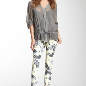 DKNY Sunset Floral Print Cropped Jeggings Sz 14